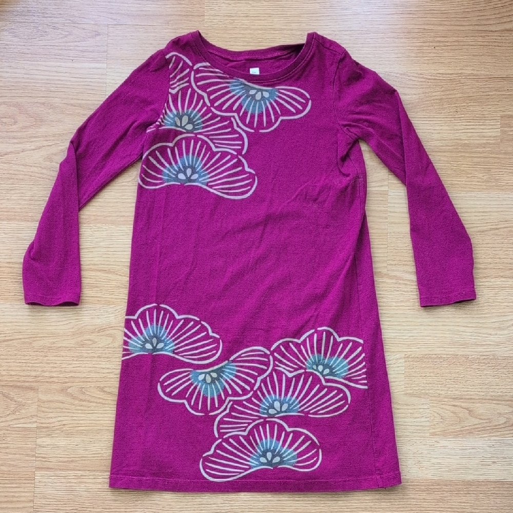 Tea Collection Magenta Floral Long Sleeve Dress